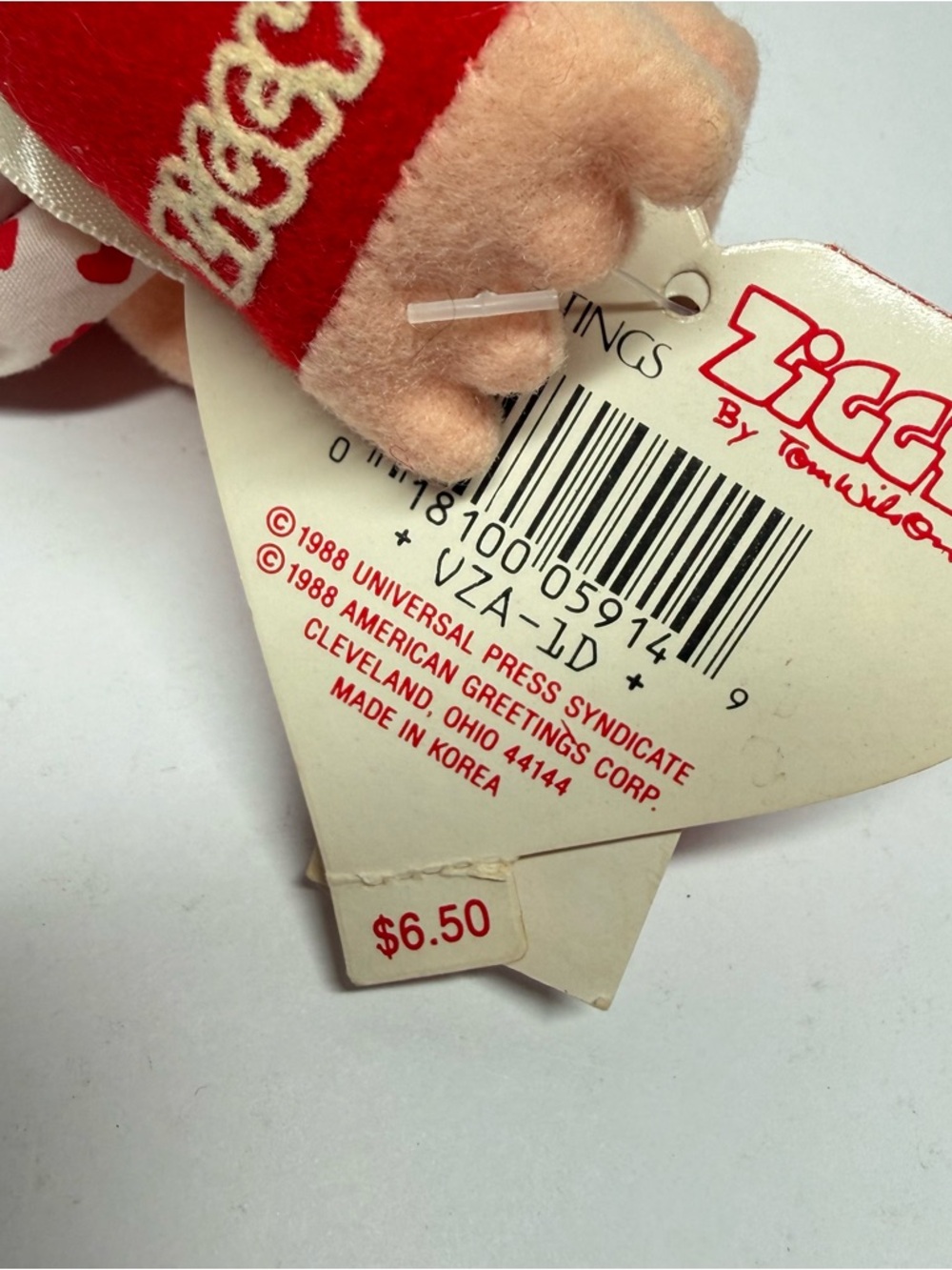 Vintage 1988 Valentine's Day Ziggy Cupid Plush Toy by American Greetings W Tags - Picture 8 of 11